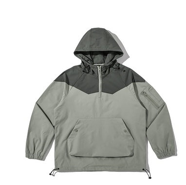 Color Matching Tooling Hooded Pullover Jacket