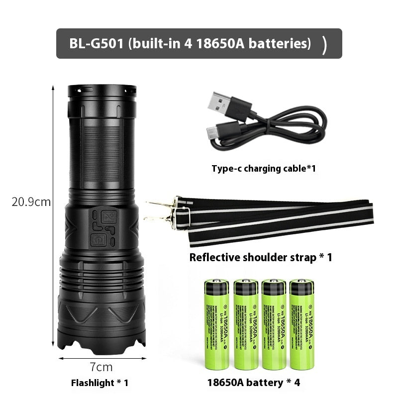 Outdoor Multifunctional Zoom Strong Light Flashlight