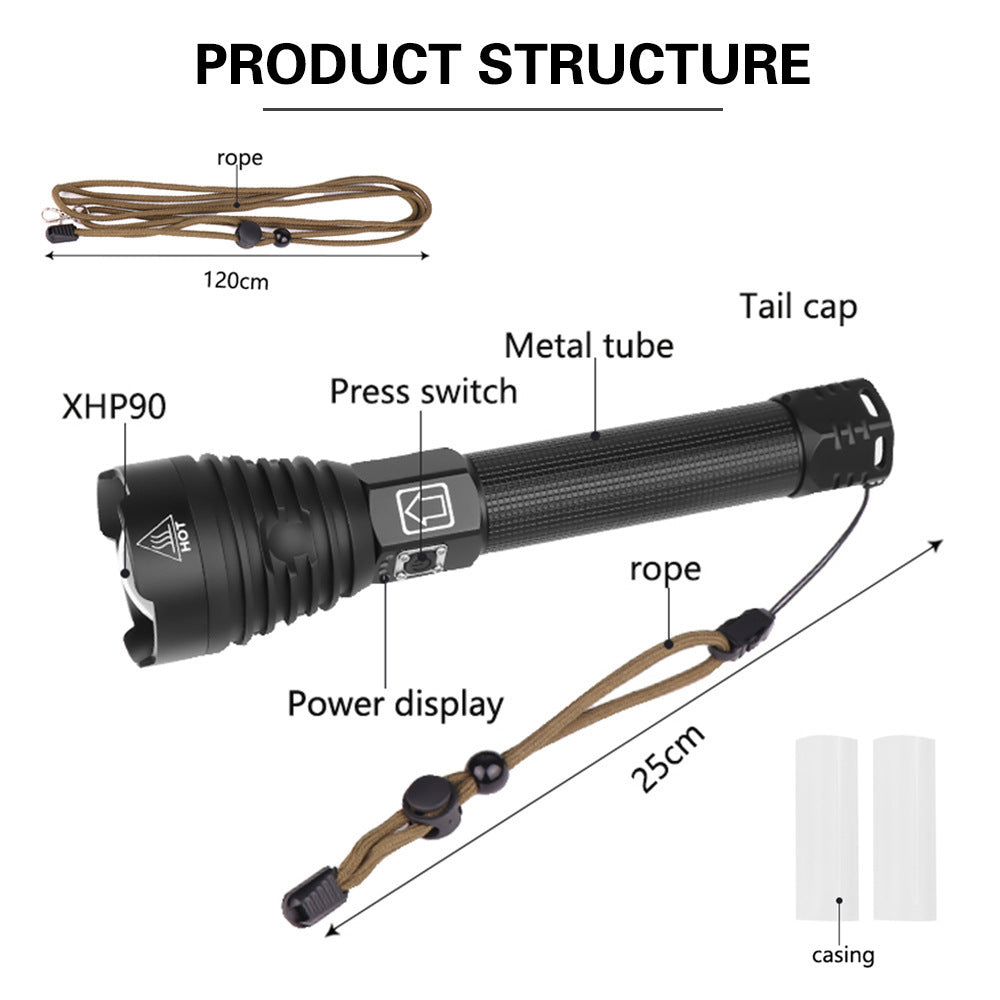 Torch XHP90 Lamp Bead USB Charging