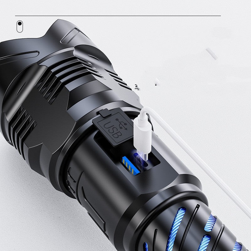 Aluminum Alloy Zoom Digital Display Flashlight